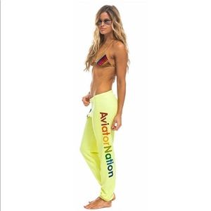 Neon Yellow Aviator Nation Sweatpants